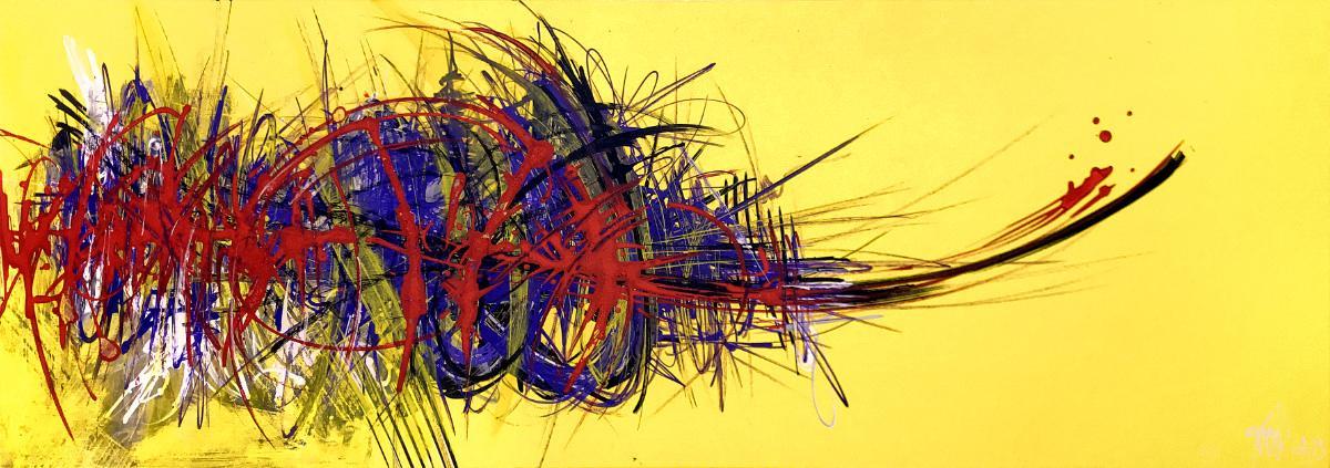 sans titre 
 2019-049. Peinture acrylique sur bois. 62 x 22 cm. 
2019 – Dominique Vial