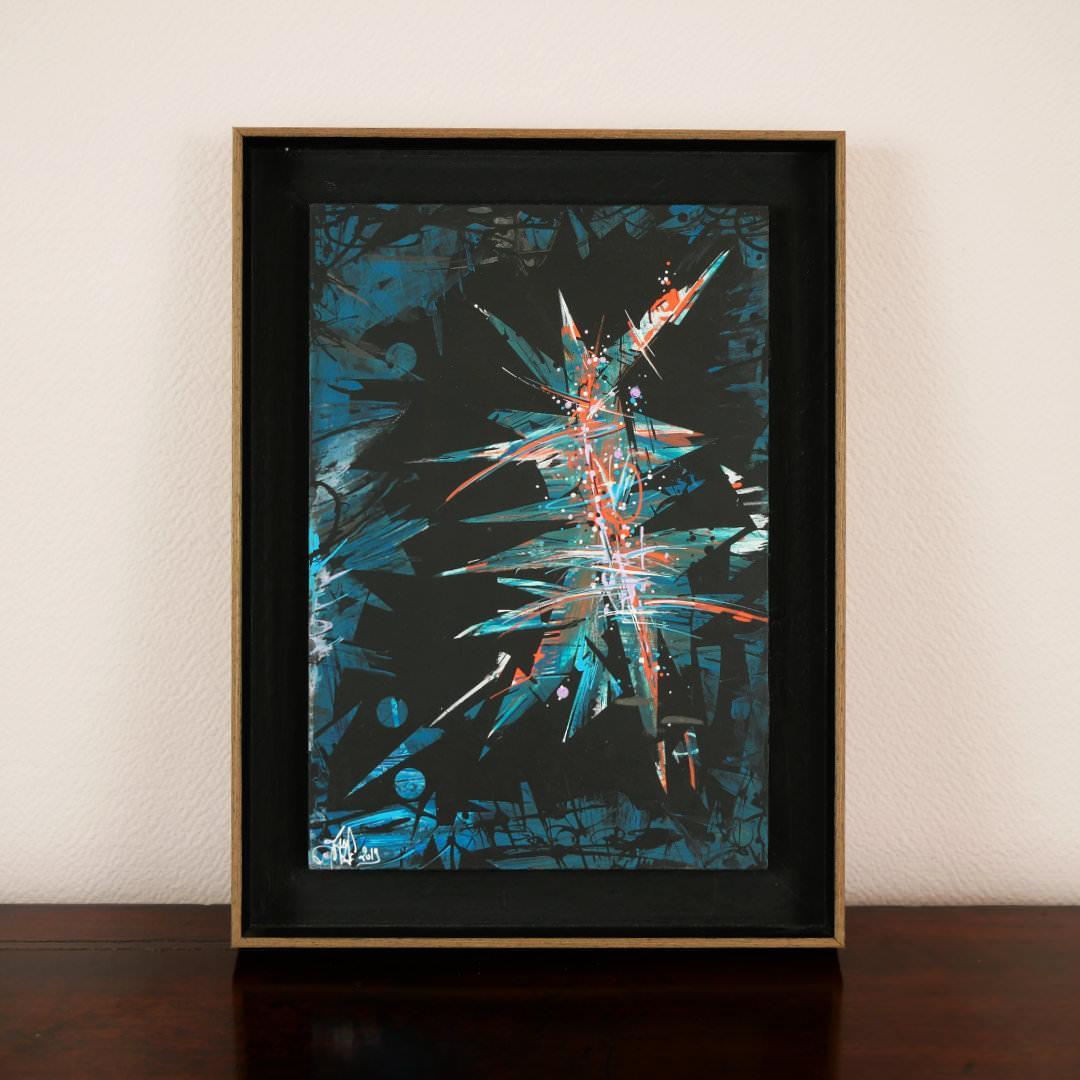 sans titre 
 2019-050. Peinture acrylique sur bois. 22 x 32 cm. 
2019 – Dominique Vial