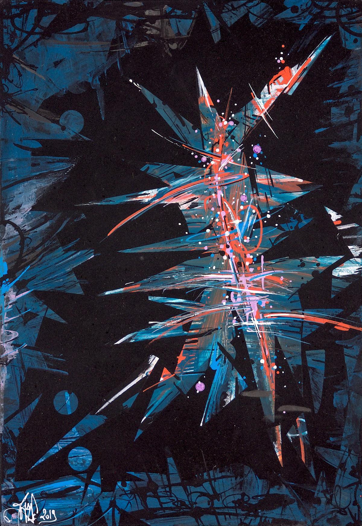 sans titre 
 2019-050. Peinture acrylique sur bois. 22 x 32 cm. 
2019 – Dominique Vial