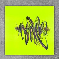 sans titre 
 2019-094. Acrylique et encre à alcool sur bois. 50 x 50 cm. 
2019 – Dominique Vial