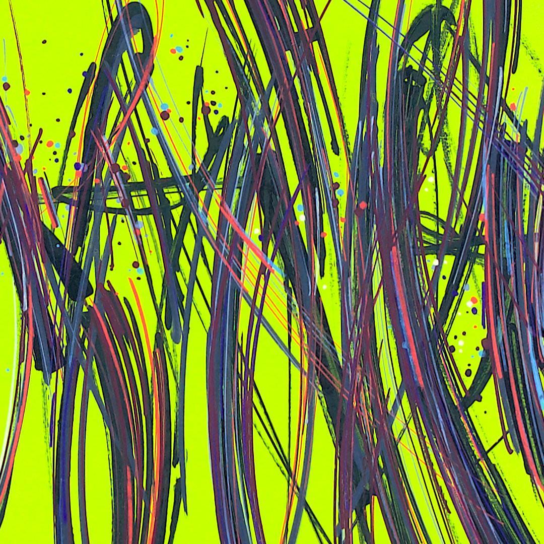 sans titre 
 2019-094. Acrylique et encre à alcool sur bois. 50 x 50 cm. 
2019 – Dominique Vial