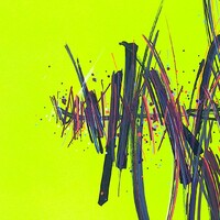 sans titre 
 2019-094. Acrylique et encre à alcool sur bois. 50 x 50 cm. 
2019 – Dominique Vial