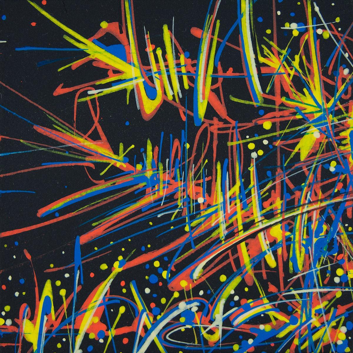 sans titre 
 2020-001. Peinture acrylique sur bois, polyptyque de 5 carrés 10x10. 50 x 10 cm. 
2020 – Dominique Vial