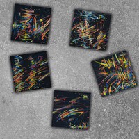 sans titre 
 2020-001. Peinture acrylique sur bois, polyptyque de 5 carrés 10x10. 50 x 10 cm. 
2020 – Dominique Vial