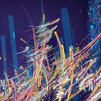 sans titre 
 2020-012. Acrylique et encre à alcool sur bois – fond violet. 100 x 62 cm. 
2020 – Dominique Vial