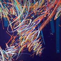 sans titre 
 2020-012. Acrylique et encre à alcool sur bois – fond violet. 100 x 62 cm. 
2020 – Dominique Vial