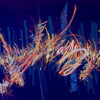 sans titre 
 2020-012. Acrylique et encre à alcool sur bois – fond violet. 100 x 62 cm. 
2020 – Dominique Vial