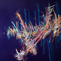 sans titre 
 2020-012. Acrylique et encre à alcool sur bois – fond violet. 100 x 62 cm. 
2020 – Dominique Vial