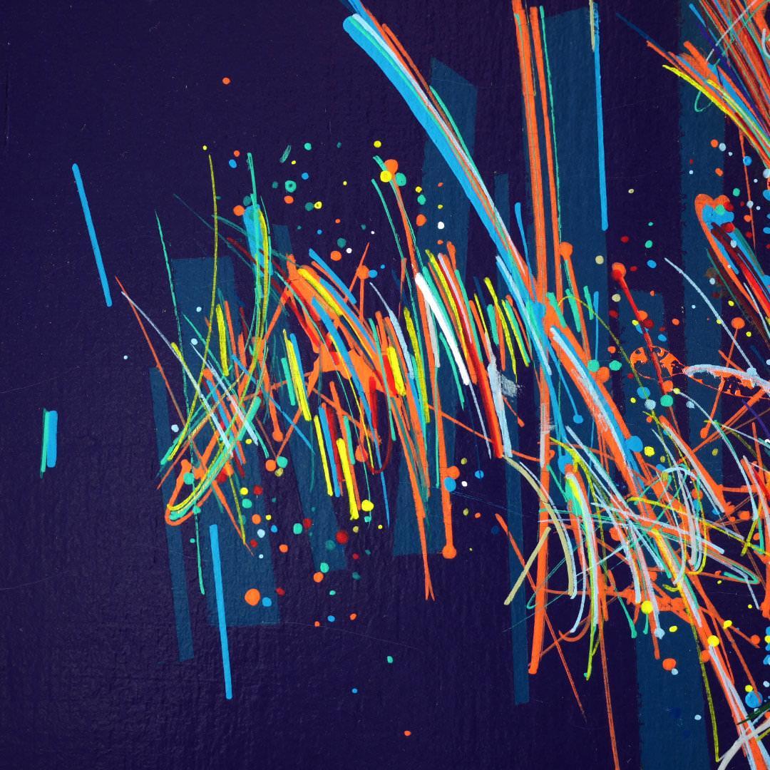 sans titre 
 2020-012. Acrylique et encre à alcool sur bois – fond violet. 100 x 62 cm. 
2020 – Dominique Vial