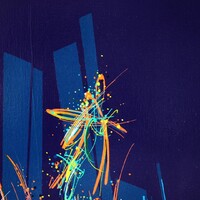 sans titre 
 2020-012. Acrylique et encre à alcool sur bois – fond violet. 100 x 62 cm. 
2020 – Dominique Vial