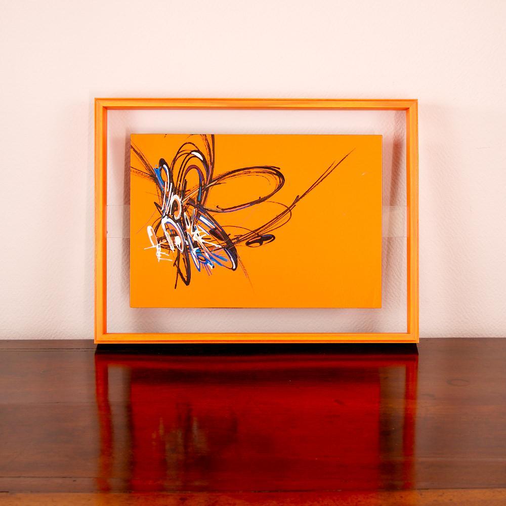 sans titre 
 2020-013. Acrylique et encre à alcool sur bois. 32 x 22 cm. 
2020 – Dominique Vial