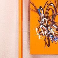 sans titre 
 2020-013. Acrylique et encre à alcool sur bois. 32 x 22 cm. 
2020 – Dominique Vial