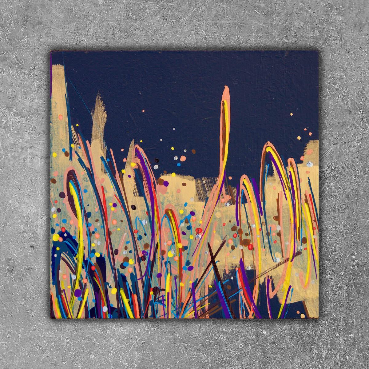 sans titre 
 2020-014. Acrylique et encre à alcool sur bois. 10 x 10 cm. 
2020 – Dominique Vial