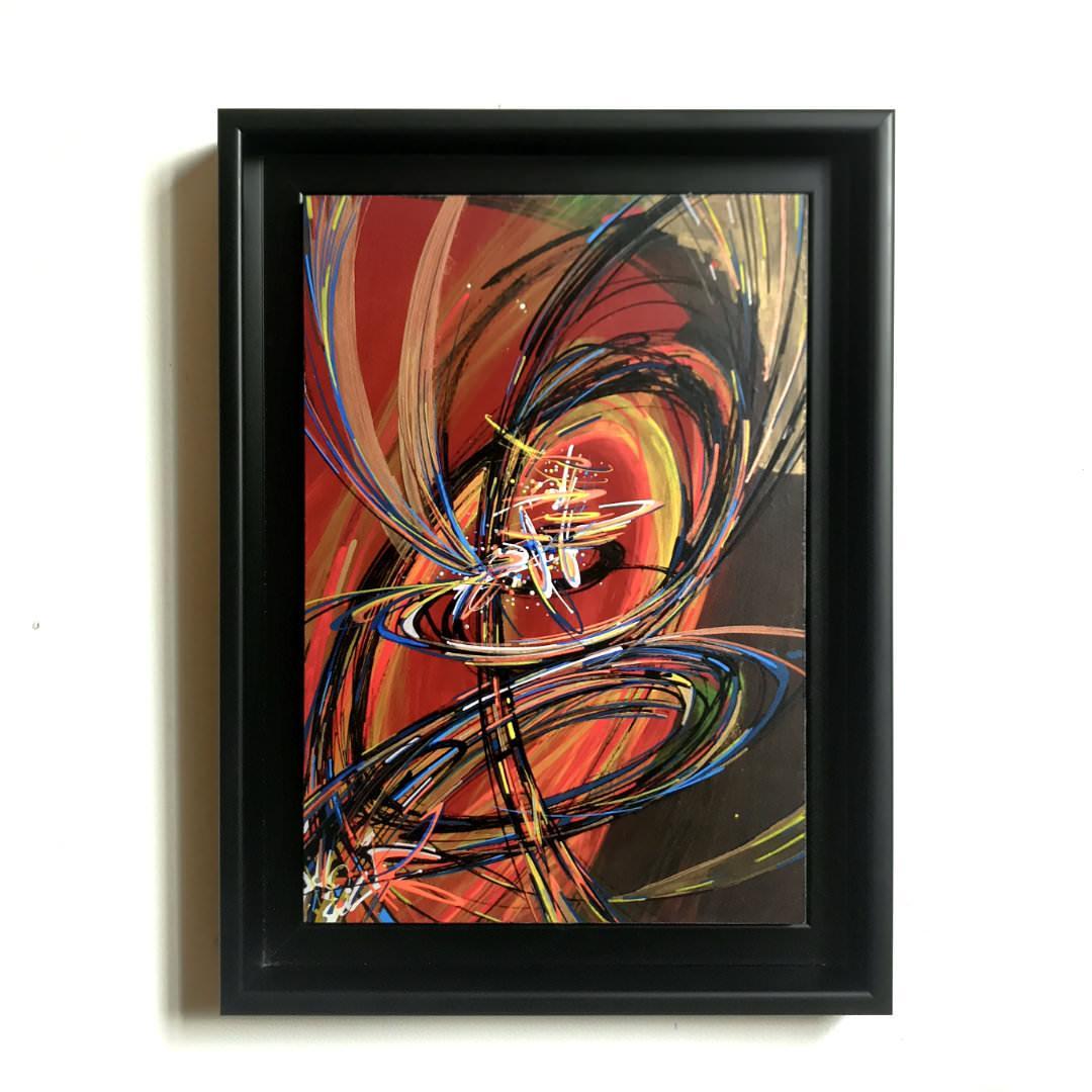 sans titre 
 2020-016. Acrylique et encre à alcool sur bois. 22 x 32 cm. 
2020 – Dominique Vial