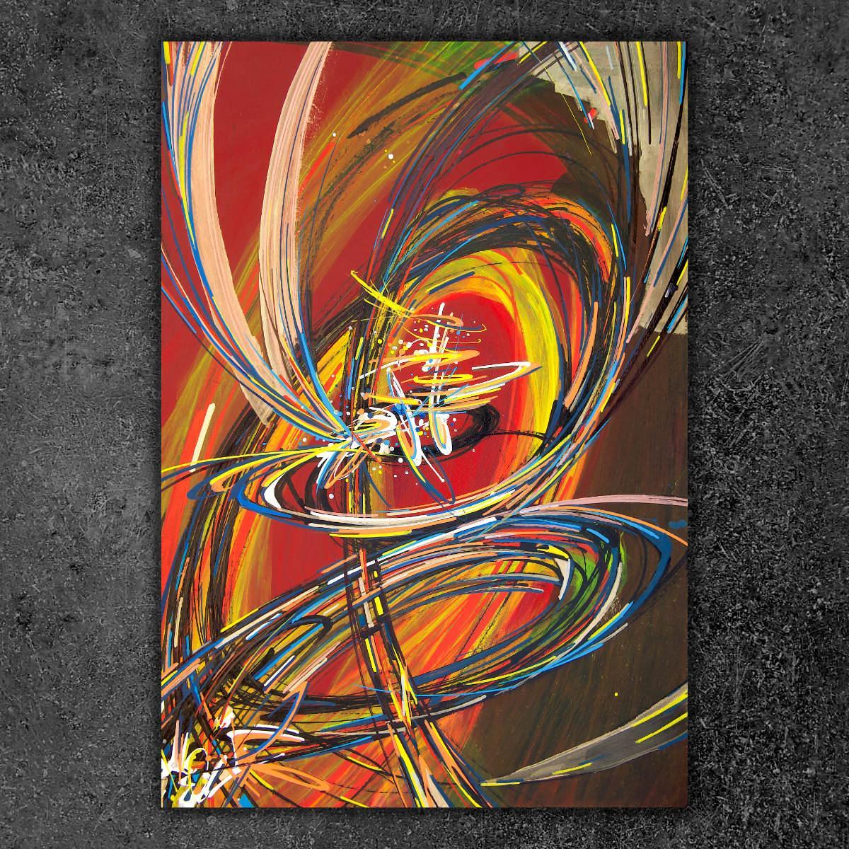 sans titre 
 2020-016. Acrylique et encre à alcool sur bois. 22 x 32 cm. 
2020 – Dominique Vial