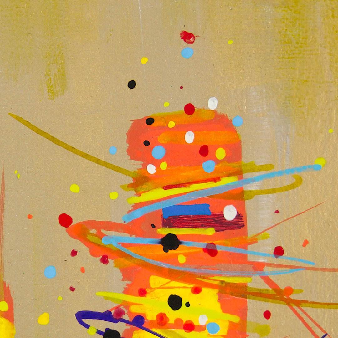 sans titre 
 2020-018. Acrylique, encres à base d'alcool et encre à base d'eau sur bois. 10 x 10 cm. 
2020 – Dominique Vial