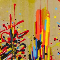 sans titre 
 2020-018. Acrylique, encres à base d'alcool et encre à base d'eau sur bois. 10 x 10 cm. 
2020 – Dominique Vial