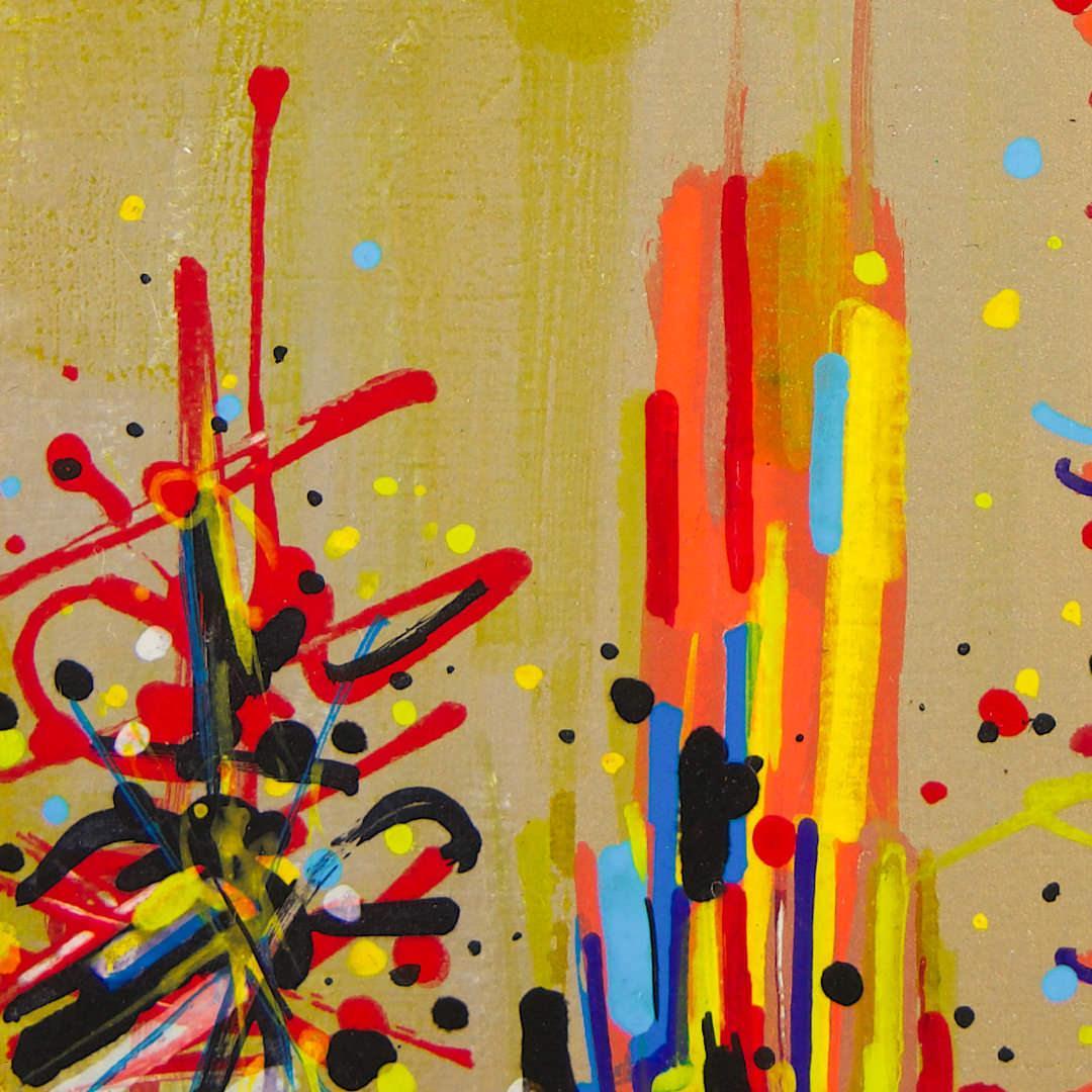 sans titre 
 2020-018. Acrylique, encres à base d'alcool et encre à base d'eau sur bois. 10 x 10 cm. 
2020 – Dominique Vial