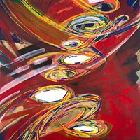 sans titre 
 2020-021. Acrylique et encres à alcool sur bois. 40 x 40 cm. 
2020 – Dominique Vial