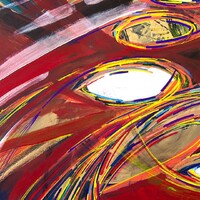 sans titre 
 2020-021. Acrylique et encres à alcool sur bois. 40 x 40 cm. 
2020 – Dominique Vial