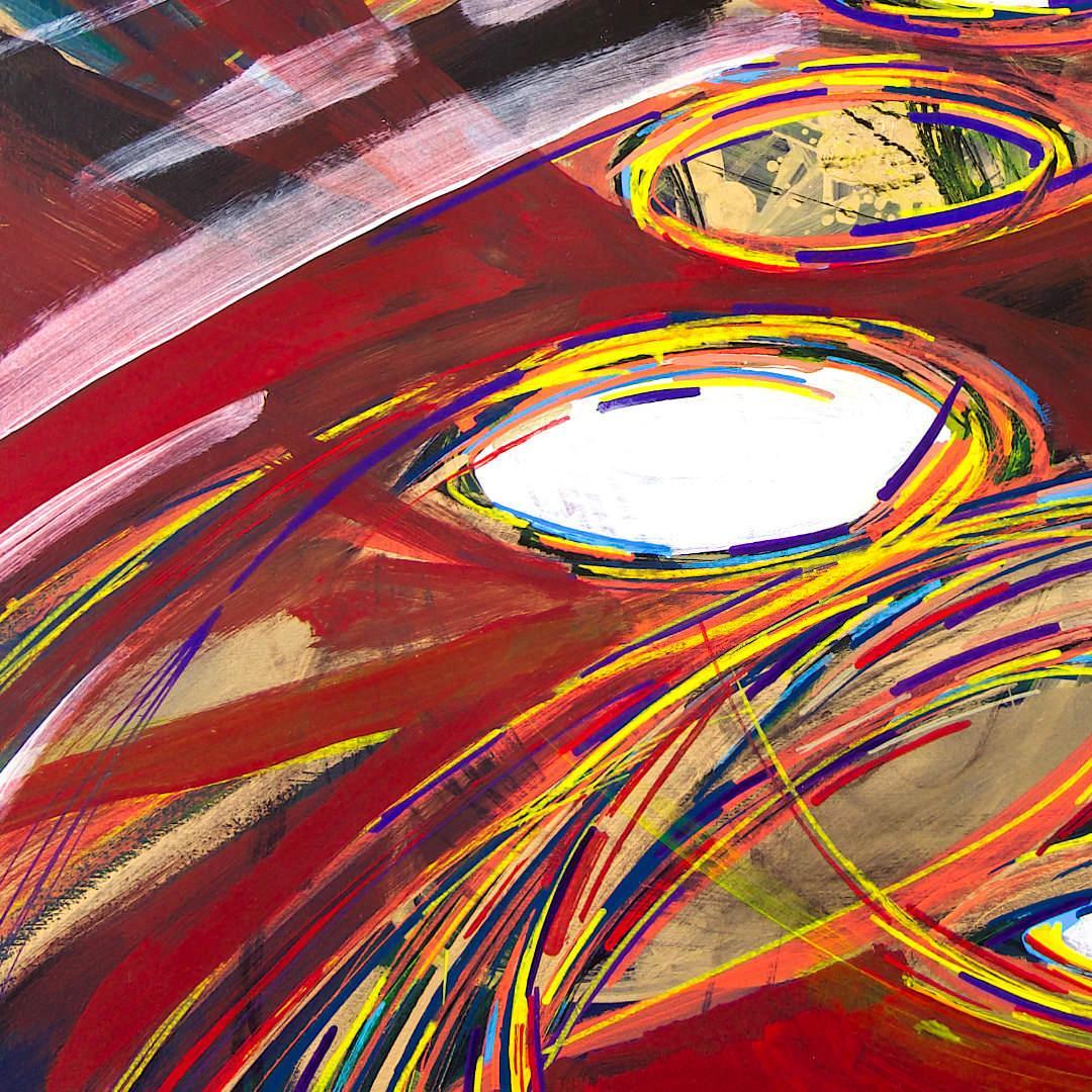 sans titre 
 2020-021. Acrylique et encres à alcool sur bois. 40 x 40 cm. 
2020 – Dominique Vial