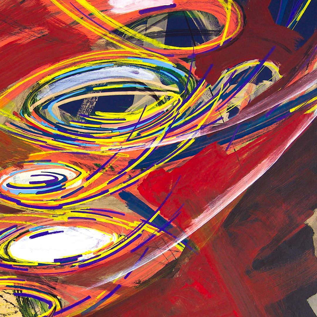 sans titre 
 2020-021. Acrylique et encres à alcool sur bois. 40 x 40 cm. 
2020 – Dominique Vial