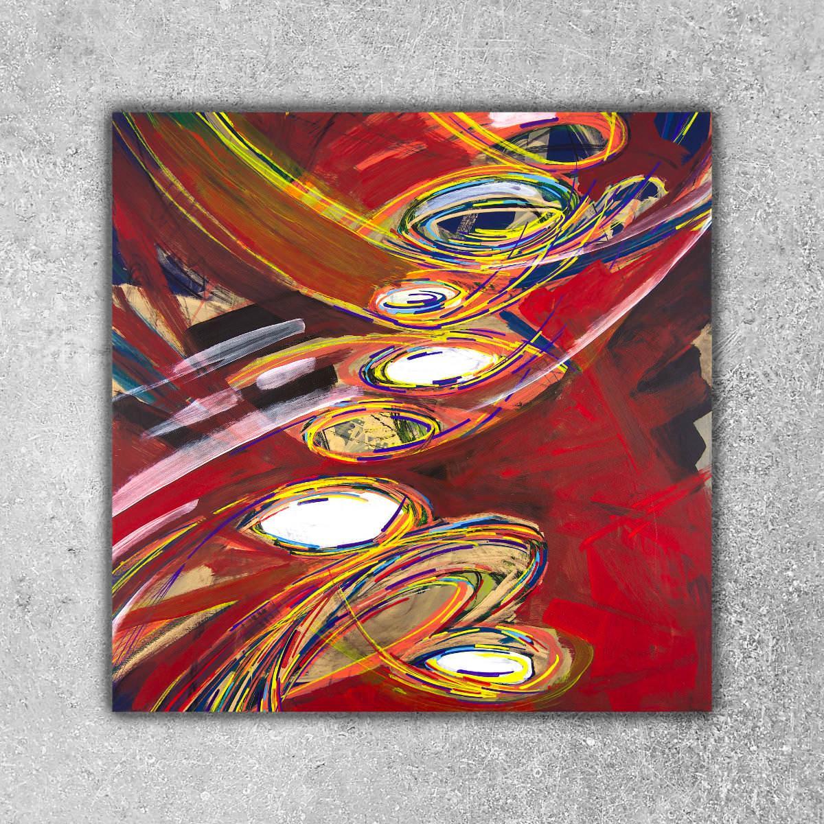 sans titre 
 2020-021. Acrylique et encres à alcool sur bois. 40 x 40 cm. 
2020 – Dominique Vial