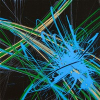 sans titre 
 2020-022. Acrylique et encres à alcool sur bois. 10 x 10 cm. 
2020 – Dominique Vial