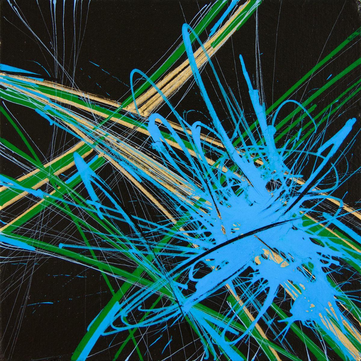 sans titre 
 2020-022. Acrylique et encres à alcool sur bois. 10 x 10 cm. 
2020 – Dominique Vial