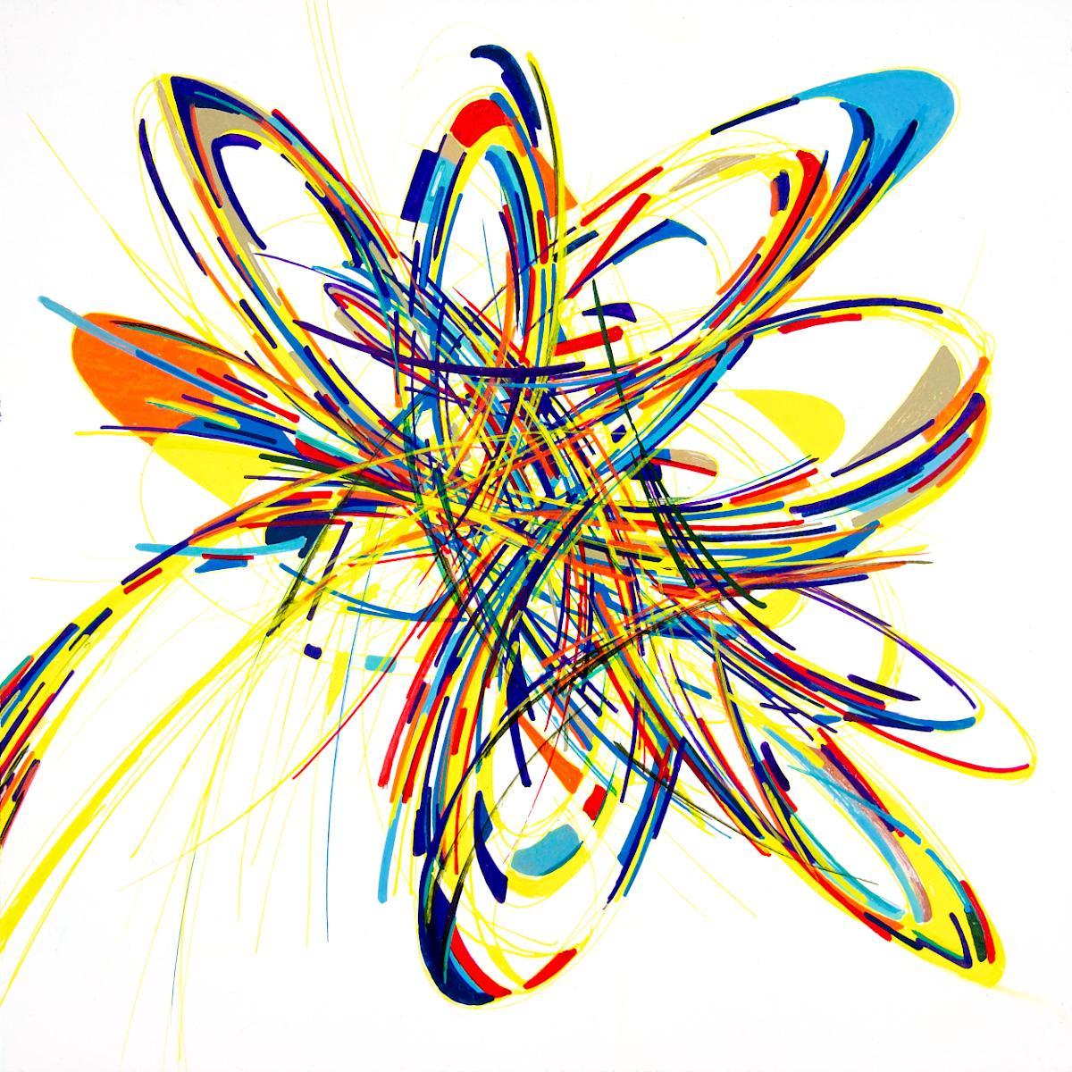 sans titre 
 2020-023. Acrylique et encres à alcool sur bois. 20 x 20 cm. 
2020 – Dominique Vial