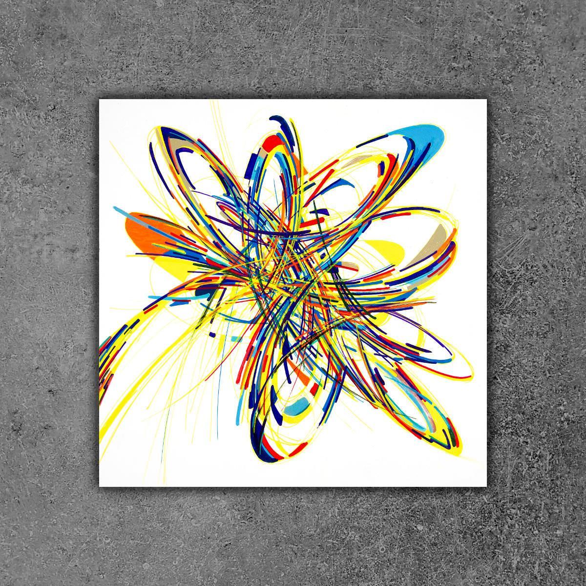 sans titre 
 2020-023. Acrylique et encres à alcool sur bois. 20 x 20 cm. 
2020 – Dominique Vial