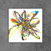 sans titre 
 2020-023. Acrylique et encres à alcool sur bois. 20 x 20 cm. 
2020 – Dominique Vial