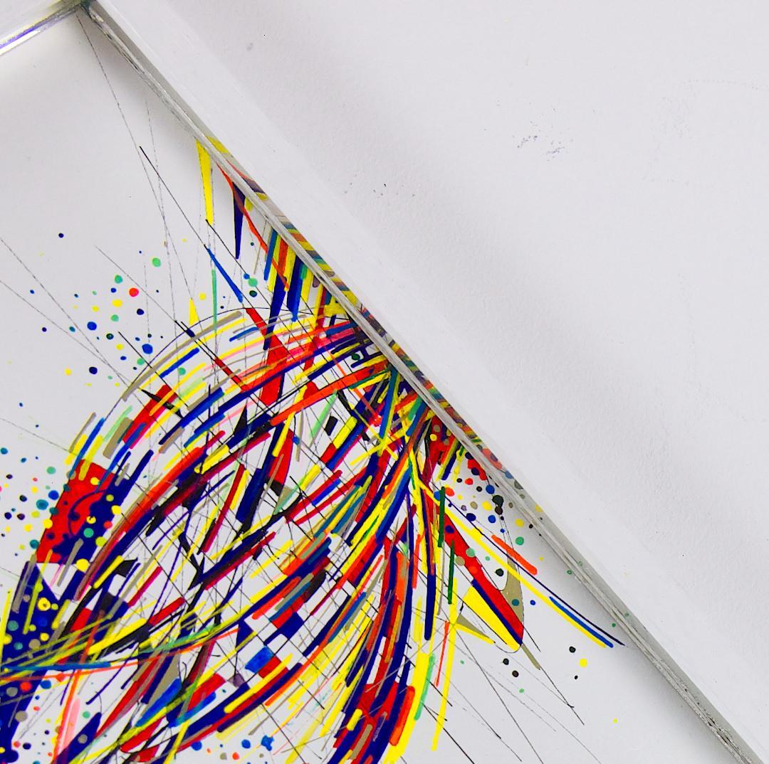 sans titre 
 2020-025. Acrylique, encres à alcool et encre pigmentée sur bois. 32 x 22 cm. 
2020 – Dominique Vial