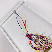 sans titre 
 2020-025. Acrylique, encres à alcool et encre pigmentée sur bois. 32 x 22 cm. 
2020 – Dominique Vial