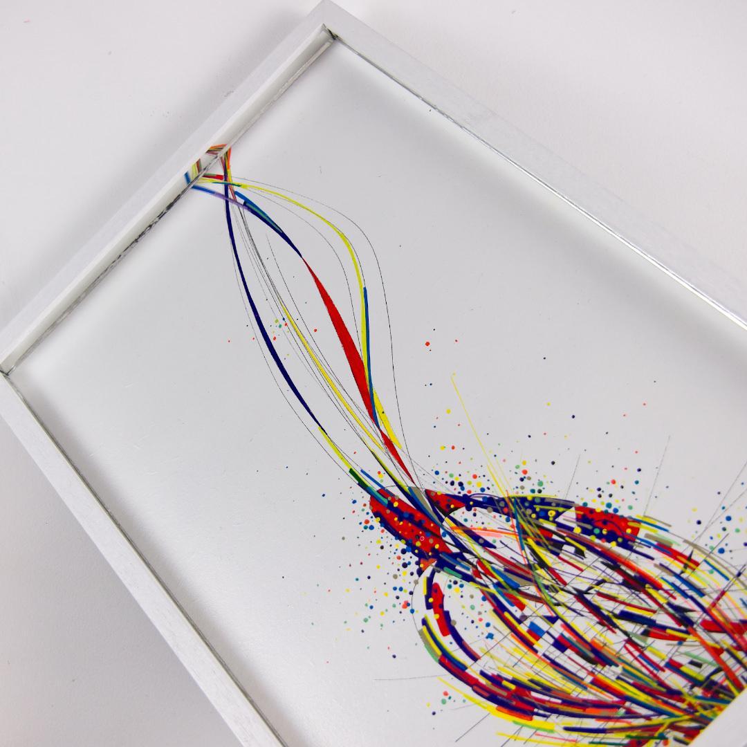 sans titre 
 2020-025. Acrylique, encres à alcool et encre pigmentée sur bois. 32 x 22 cm. 
2020 – Dominique Vial