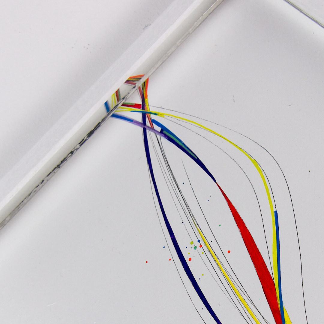 sans titre 
 2020-025. Acrylique, encres à alcool et encre pigmentée sur bois. 32 x 22 cm. 
2020 – Dominique Vial