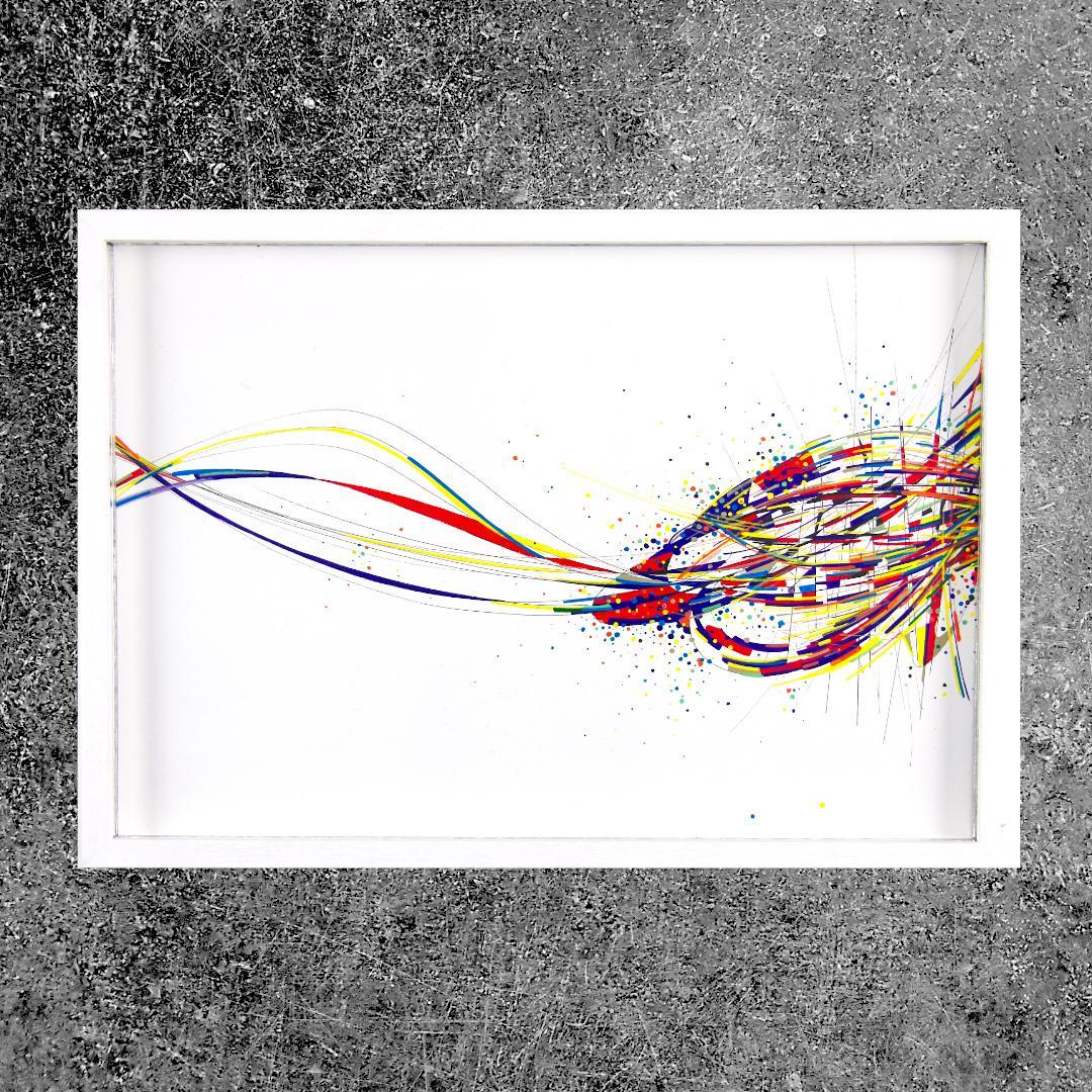 sans titre 
 2020-025. Acrylique, encres à alcool et encre pigmentée sur bois. 32 x 22 cm. 
2020 – Dominique Vial