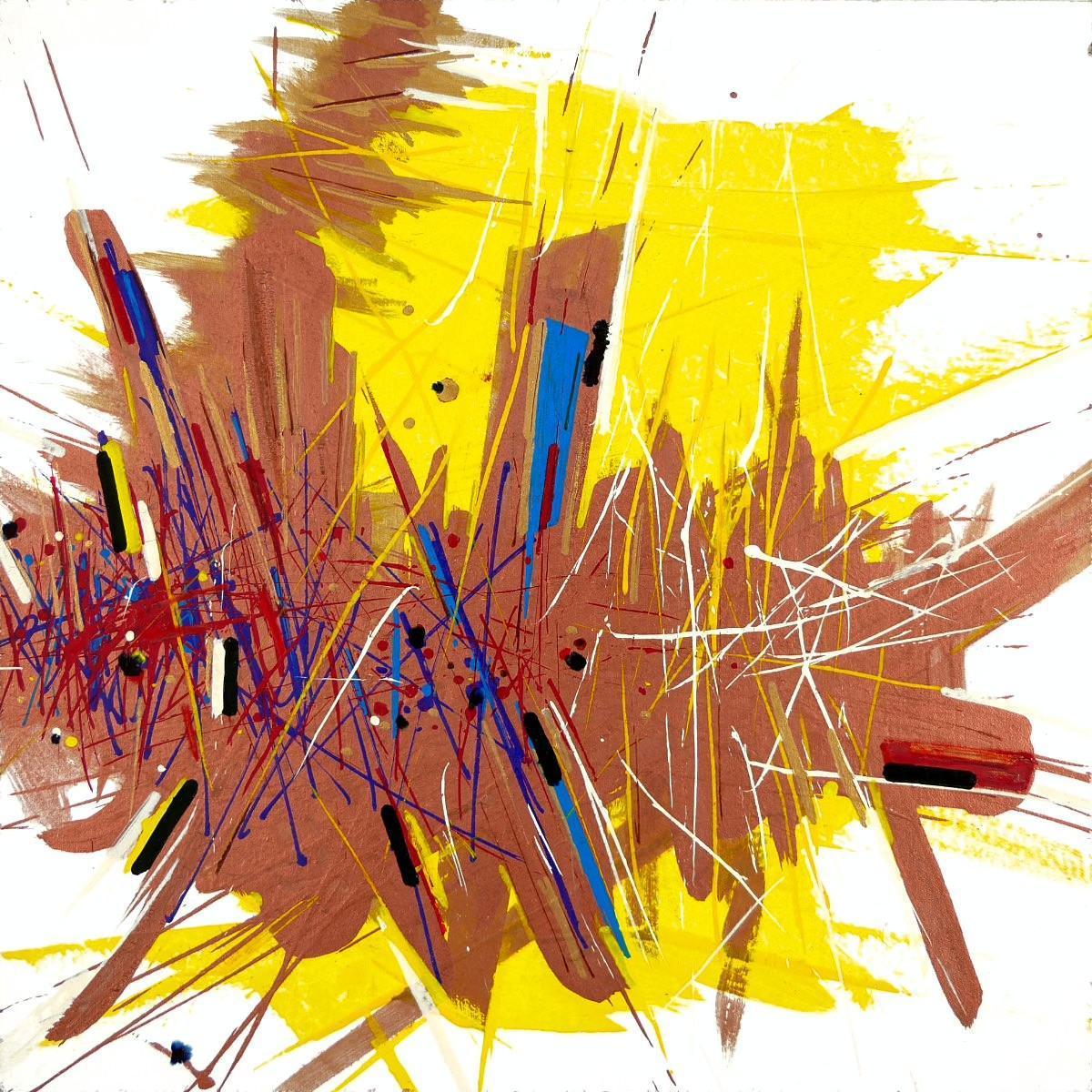 sans titre 
 2020-028. Acrylique, encres à alcool et émulsion vynilique sur bois. 20 x 20 cm. 
2020 – Dominique Vial