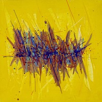 sans titre 
 2020-030. Acrylique, encres à alcool, émulsion vinylique sur bois. 20 x 20 cm. 
2020 – Dominique Vial