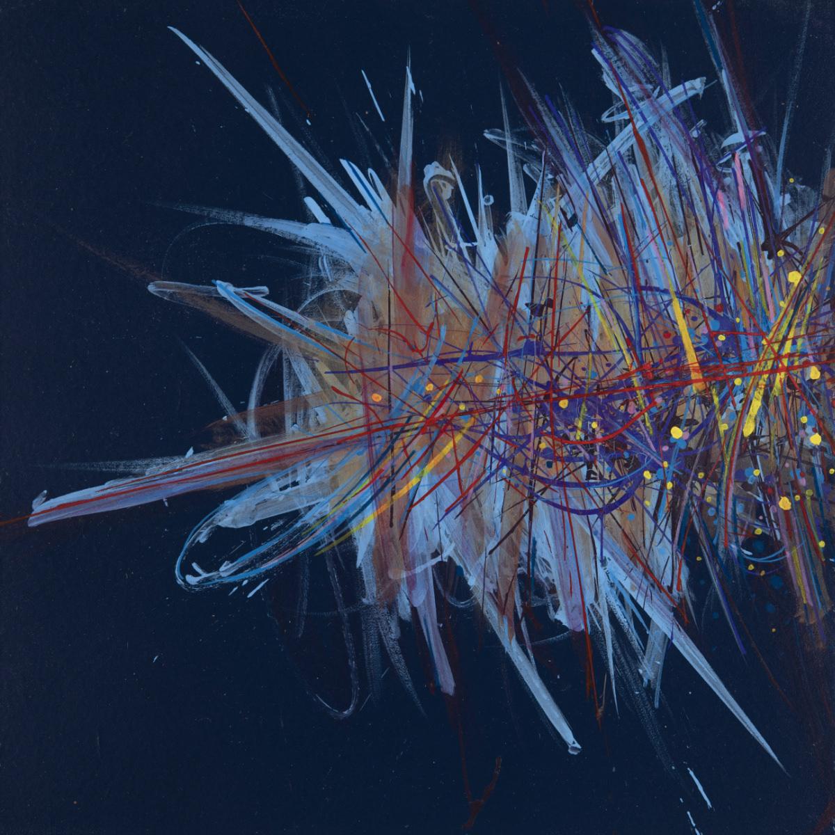 sans titre 
 2020-031. Acrylique et encres à alcool sur bois. 20 x 20 cm. 
2020 – Dominique Vial