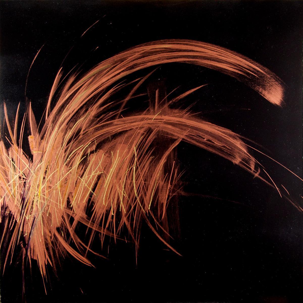 sans titre 
 2021-002. Acrylique et encres à alcool sur bois. 50 x 50 cm. 
2021 – Dominique Vial