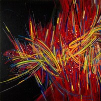 sans titre 
 2021-003. Acrylique et encres à alcool sur bois. 20 x 20 cm. 
2021 – Dominique Vial