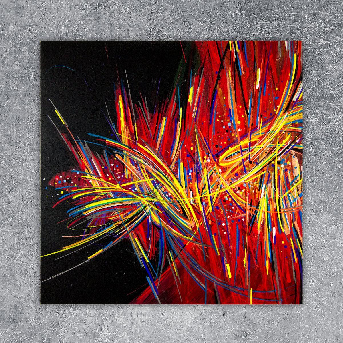 sans titre 
 2021-003. Acrylique et encres à alcool sur bois. 20 x 20 cm. 
2021 – Dominique Vial