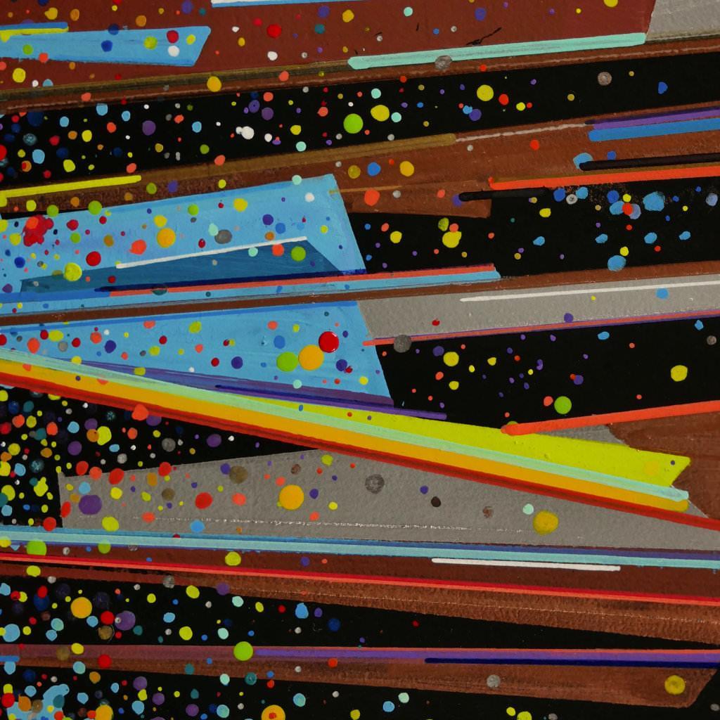 sans titre 
 2022-001. Acryliques, encres à alcool sur bois. 50 x 80 cm. 
2022 – Dominique Vial