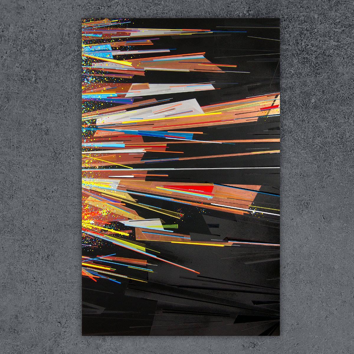 sans titre 
 2022-001. Acryliques, encres à alcool sur bois. 50 x 80 cm. 
2022 – Dominique Vial