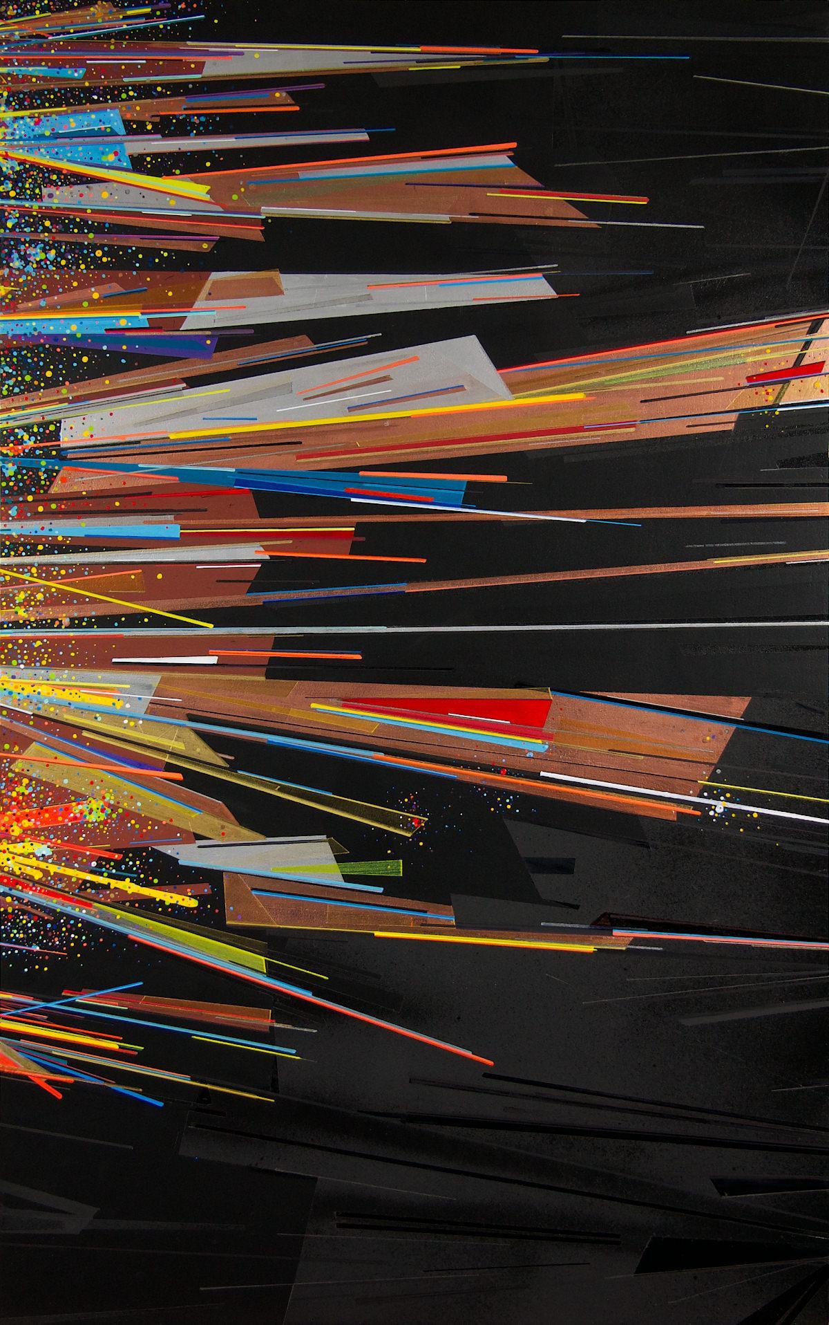 sans titre 
 2022-001. Acryliques, encres à alcool sur bois. 50 x 80 cm. 
2022 – Dominique Vial