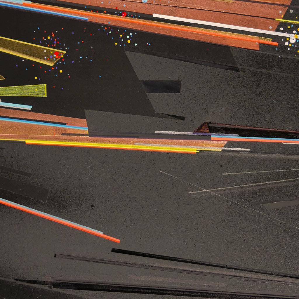 sans titre 
 2022-001. Acryliques, encres à alcool sur bois. 50 x 80 cm. 
2022 – Dominique Vial