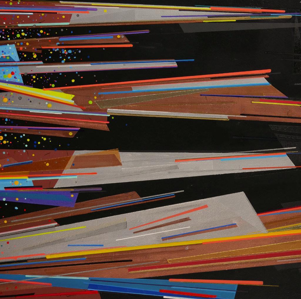 sans titre 
 2022-001. Acryliques, encres à alcool sur bois. 50 x 80 cm. 
2022 – Dominique Vial