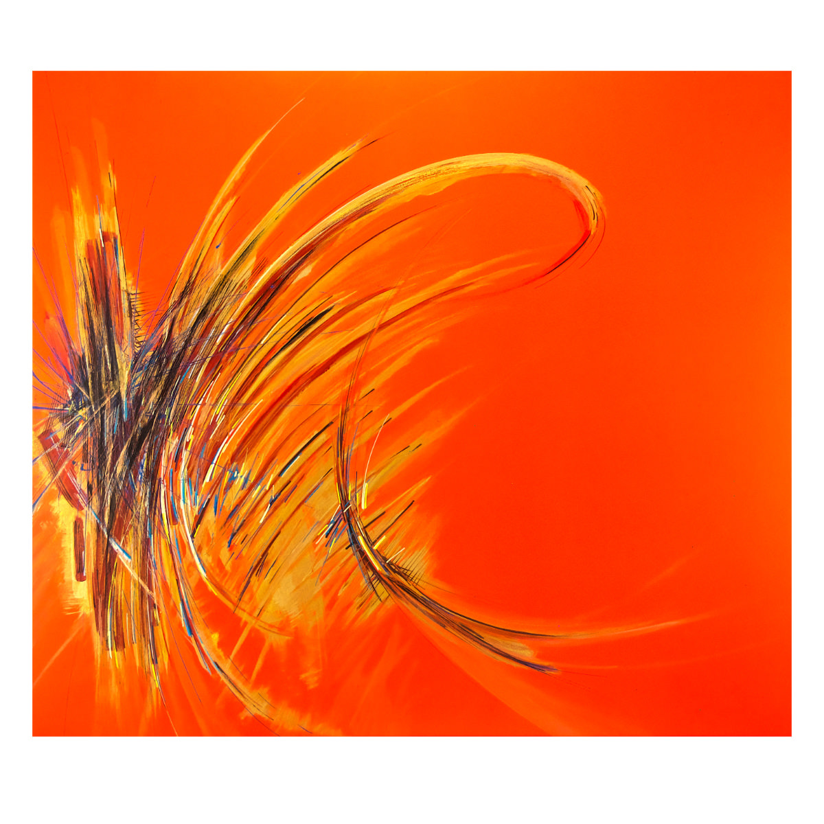 sans titre 
 2022-002. Acryliques, encres à alcool et aquarelle sur bois. 52.8 x 46.5 cm. 
2022 – Dominique Vial