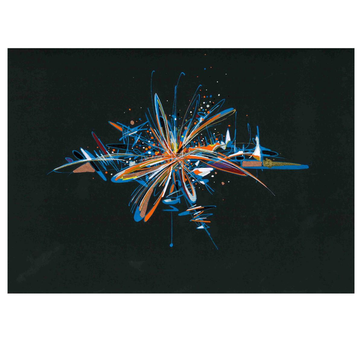 sans titre 
 2022-003. Acryliques et encres à alcool sur papier Molotow. 29.7 x 21 cm. 
2022 – Dominique Vial